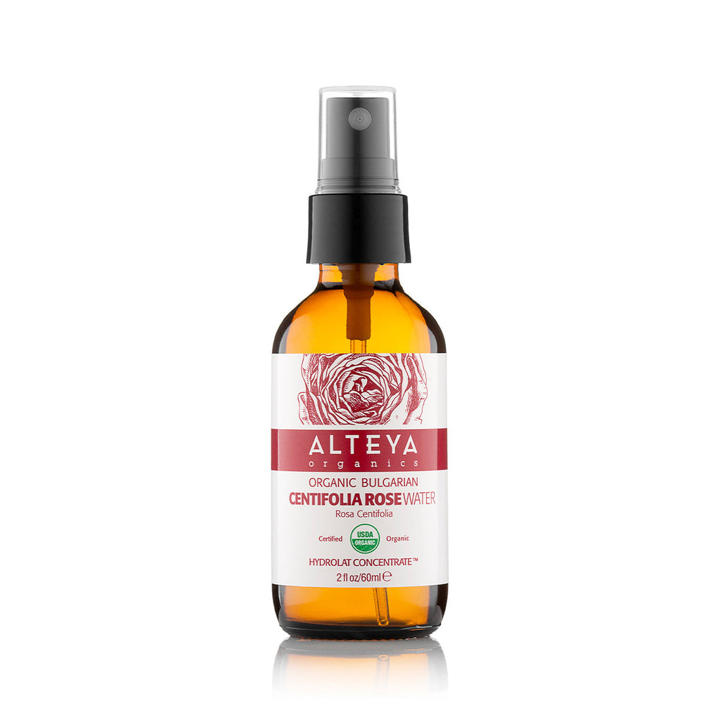 organic bulgarian centifolia rose water – amber glass bottle