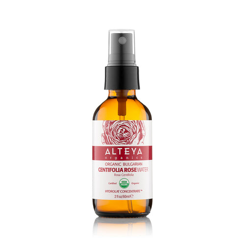 organic bulgarian centifolia rose water – amber glass bottle