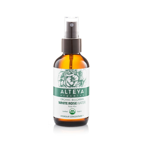 organic bulgarian white rose water – By using a unique distillation technique, which embodies century-old traditions and modern technologies we distill a special grade white rose flower water that preserves the biodynamic energy of the rose plant.amber glass bottle - 