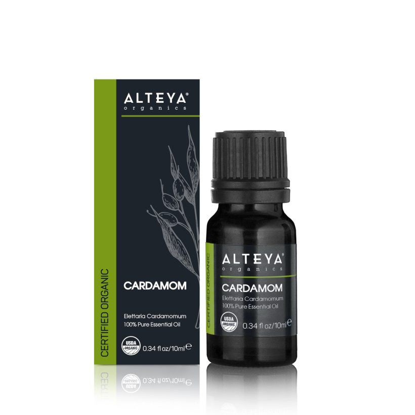 Cardamom essential oil is known to have a warming effect when applied through a massage and might aid for easier breathing promoting feelings of clear airways when inhaled.