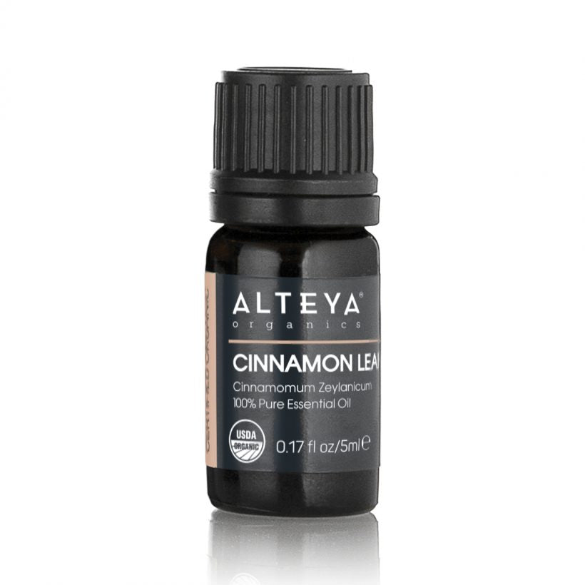 Cinnamon is a well-known spice, widely used not only for culinary, but also for therapeutical purposes, and traditional and herbal medicine.  This essential oil is derived from the small evergreen tree, called Cinnamomum Zeylanicum. The leaves of the tree are steam-distilled to produce this fragrant essential oil. The aroma of cinnamon leaf oil is softer and more delicate as compared to cinnamon bark oil, but still carries the signature spicy- sweet cinnamon smell.