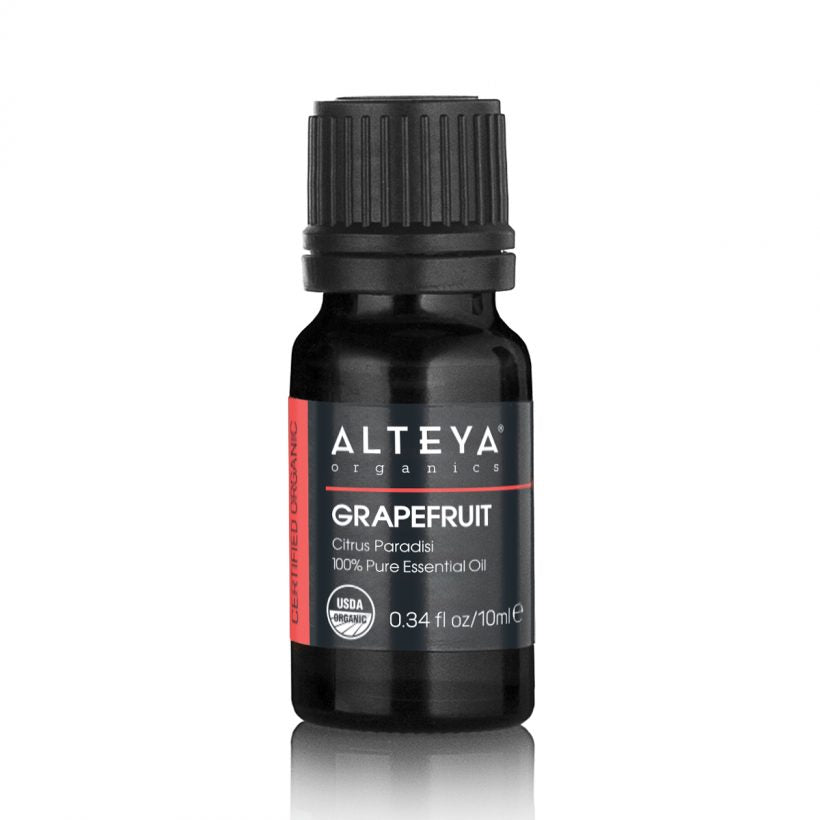 When applied topically, grapefruit oil is known to help balance skin and detoxify scalp. When diffused the oil is considered to promote mental and emotional stability and concentration. Its refreshing shiny presence successfully covers other scents, so it is lovely to diffuse in the kitchen or high traffic areas.