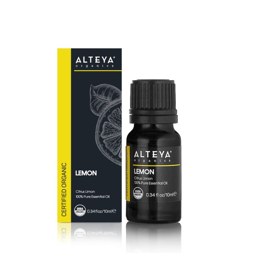 Organic-Essential-Oils-Lemon-Oil-10ml-alteya-organics-box - It is believed that lemon oil can increase energy as well as improve metabolism. Used for massage (pre-diluted in base oil) can stimulate blood circulation as well as the function of the digestive system. Add Lemon oil to your shampoo to promote clearer scalp and boost healthy hair growth.