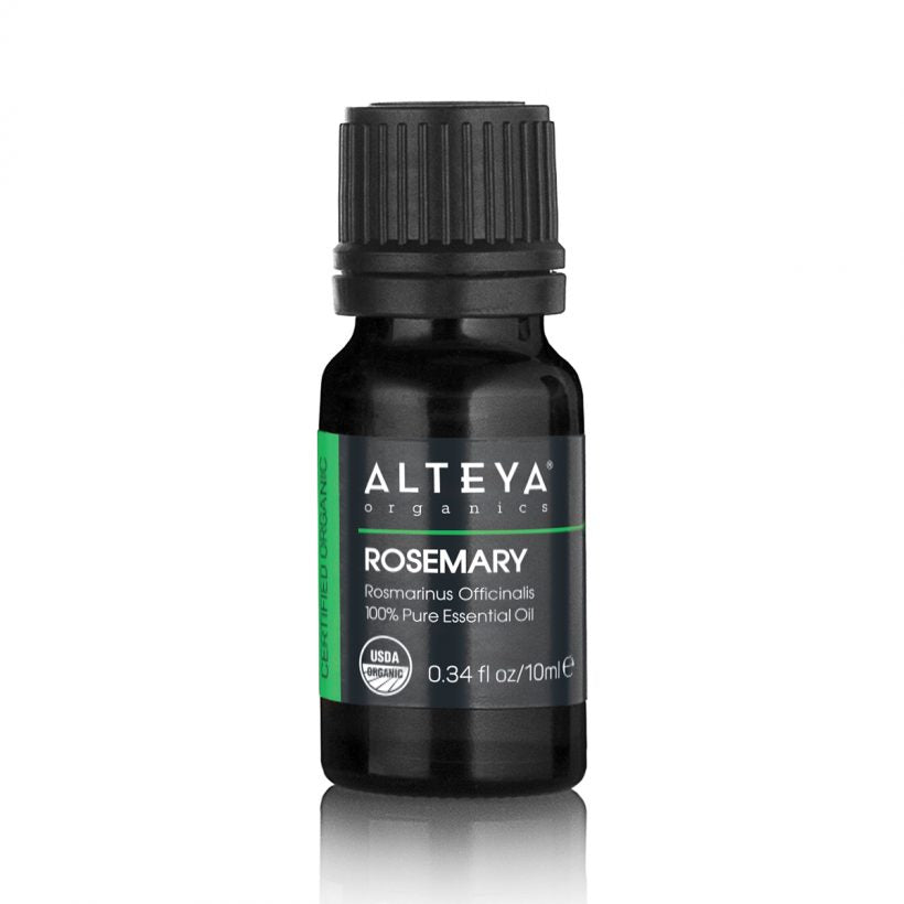 Organic rosemary oil is applied through a massage (preliminary diluted in a carrier oil), it is known to have relaxing and soothing effect on muscles and joints. It is also reputed to help relieve symptoms of digestive disorders such as bloating, flatulence etc.  Used cosmetically, rosemary oil has a positive effect on the scalp stimulating hair growth. It is also known with its beneficial effect on acne, dermatitis and eczema.