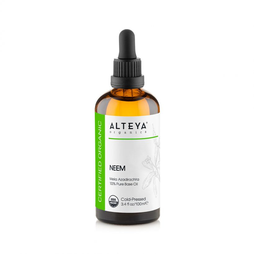 Neem oil is a versatile oil with very distinct, heavy scent. It is widely used in Ayurvedic and Unani medicine. Neem oil is incredibly rich oil that is especially beneficial for dry, aging skin. It is also used in beauty regimens and skin care to treat acne, wounds, and scars.