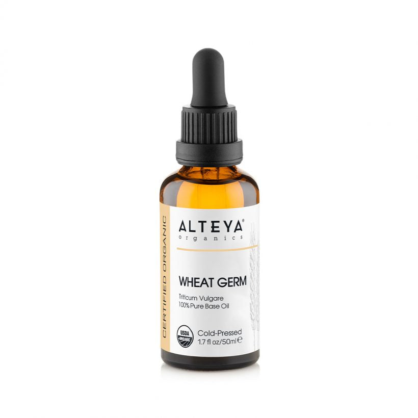 Wheat germ oil is one of the oils with thickest consistency. The oil is very nourishing for the dry and mature skin. It is rich in Vitamin E, minerals, macro and micro elements and that is why it has a very distinct scent. The wheat germ oil is suitable for the sensitive eye area. It also helps improve the appearance of dry, frizzy hair and split ends.