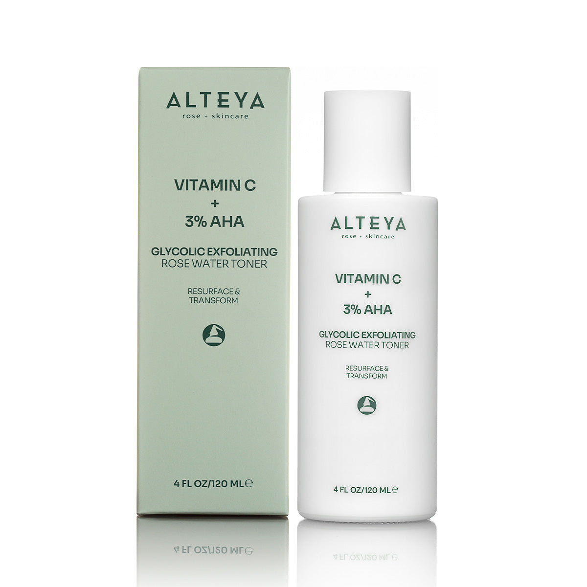 Glycolic exfoliating rose water toner