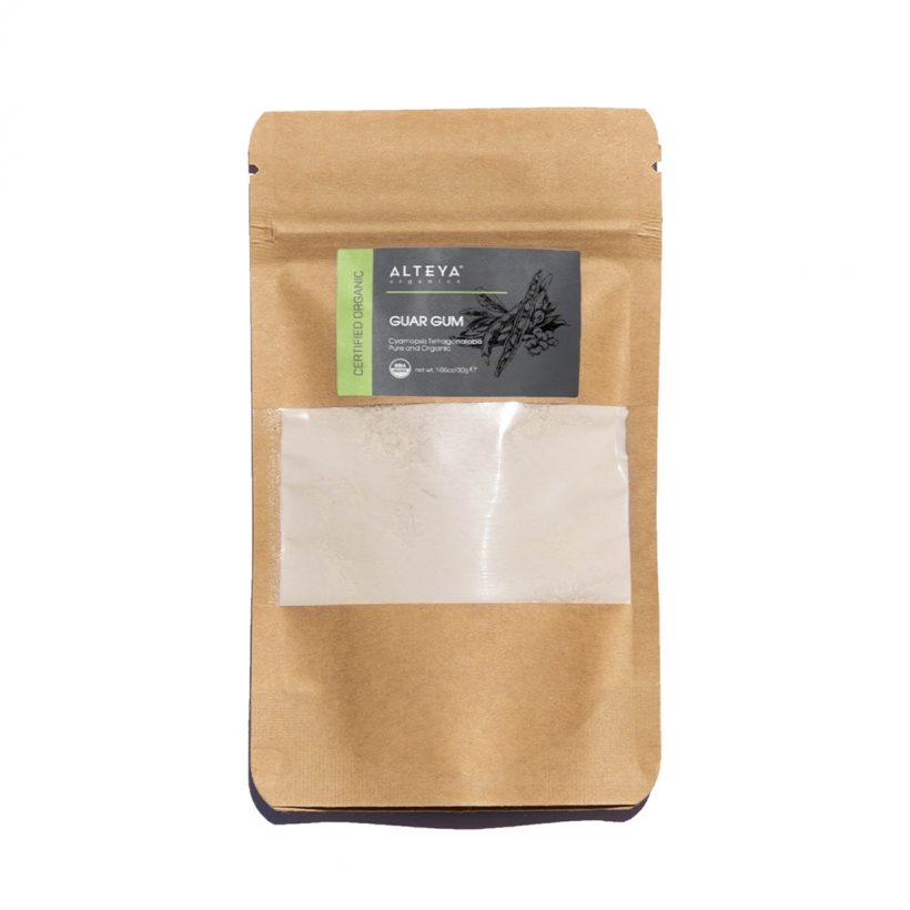  Guar gum is a polysaccharide, extracted from legumes called Guar beans. It is a non-toxic emulsifier and displays excellent viscosity building properties in aqueous formulations. It is also used as a thickener and stabilizer. 