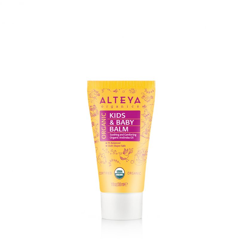 Organic kids & baby balm - Certified Organic and GMO-free. Free of synthetic ingredients, preservatives, mineral oil and pesticide residue. Suitable for sensitive skin – free of harsh and irritating ingredients. Can be used from head to toe – for face, body, diaper area, hands, feet and lips.