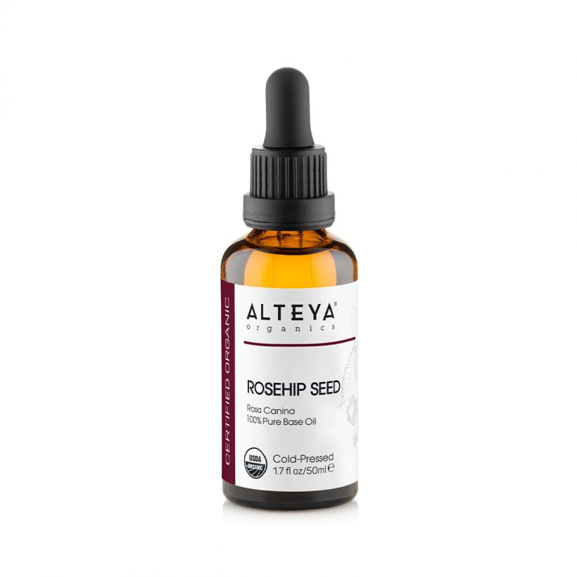 Rosehip Seed oil absorbs fast, moisturizes skin and reduces the appearance of skin damage and wrinkles to promote even, radiant complexion. Naturally rich in antioxidants, fatty acids and vitamin A &amp; C Rosehip Seed oil is suitable for sensitive, dry, sagging, or demanding skin. It is also known to help improve visible appearance of pigmentations, scars, stretch marks and wrinkles.