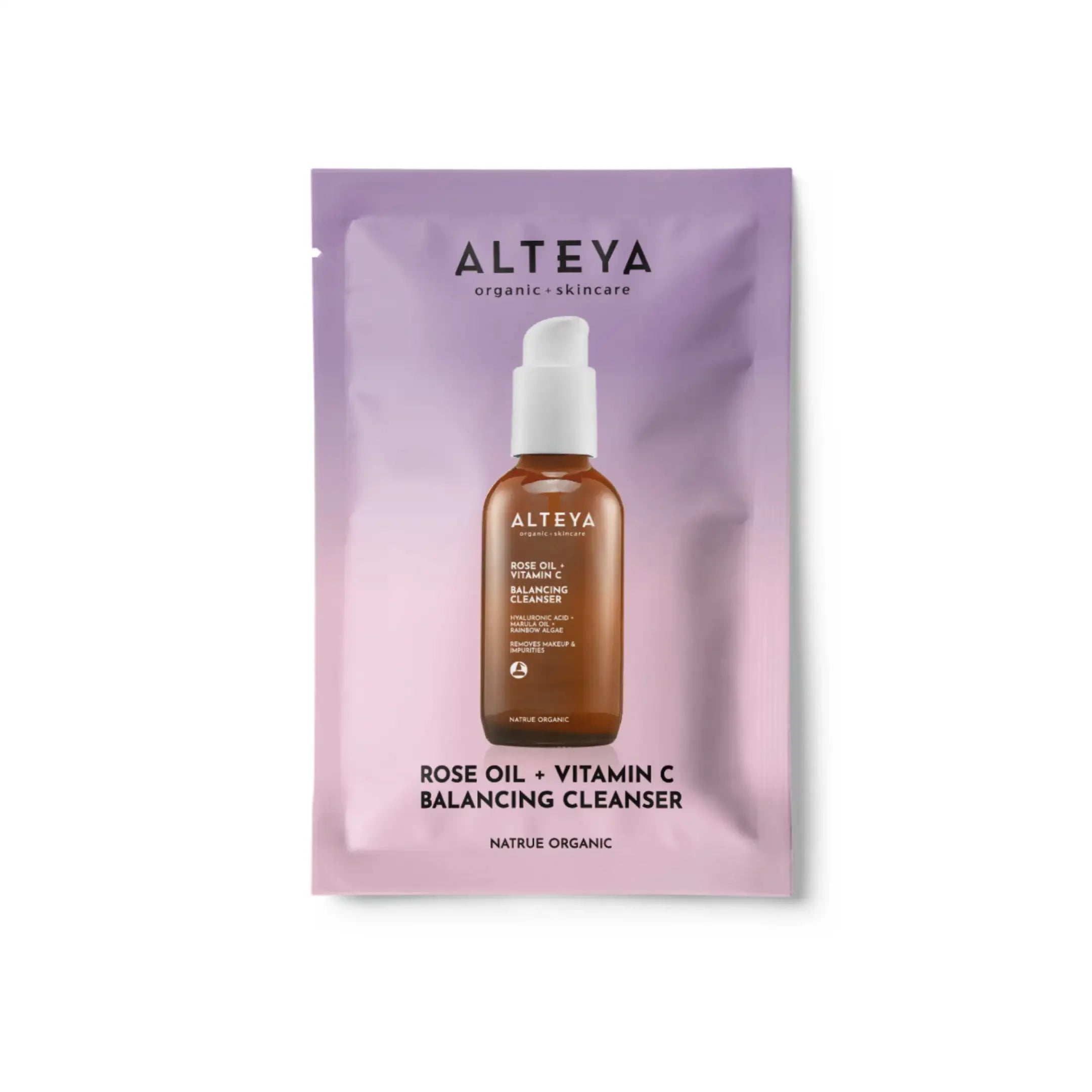 Face cleanser with Vitamin C, Hyaluronic Acid, Rose Oil and Rainbow Algae for gentle cleansing, hydration and radiant skin
